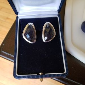 Blue jasper semi-precious gem earrings